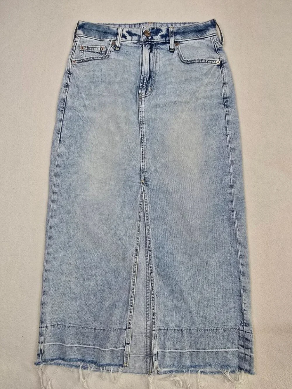 Gap Y2K Light Wash Denim Pencil Maxi Midi Skirt Size 26 Modest
